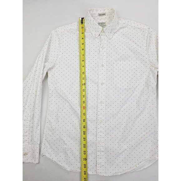 J. Crew Slim Untucked Size Small Mens White Black Polka Dots Button Down Shirt - Picture 10 of 11